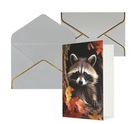 QMNSEHF Blank Greeting Card with Envelopes Thank YouCard Raccoon in The Fall Tree Hole Happy Birthday Card for Women Men Christmas Halloween Wedding Blank Note Cards All Occasion Greeting Cards 4x6