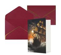 QMNSEHF Blank Greeting Card with Envelopes Thank YouCard Sailing ship in storm Happy Birthday Card for Women Men Christmas Halloween Wedding Blank Note Cards All Occasion Greeting Cards 4x6