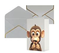 QMNSEHF Blank Greeting Card with Envelopes Thank YouCard The silent monkey Happy Birthday Card for Women Men Christmas Halloween Wedding Blank Note Cards All Occasion Greeting Cards 4x6
