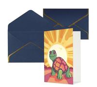 QMNSEHF Blank Greeting Card with Envelopes Thank YouCard Turtle in the sun Happy Birthday Card for Women Men Christmas Halloween Wedding Blank Note Cards All Occasion Greeting Cards 4x6