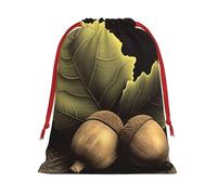 QMNSEHF Christmas Gift Bags Drawstring Santa Bag Soft Plush Goodie Bags with Gift Tags Xmas Treat Bag Two acorns Wrapping Sacks for Christmas Presents Party Favor Wrap Storage Pouch Small