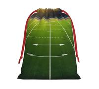 QMNSEHF Christmas Gift Bags Drawstring Santa Bag Soft Plush Goodie Bags with Gift Tags Xmas Treat Bag Sports Field in Green Wrapping Sacks for Christmas Presents Party Favor Wrap Storage Pouch Large