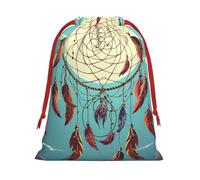 QMNSEHF Christmas Gift Bags Drawstring Santa Bag Soft Plush Goodie Bags with Gift Tags Xmas Treat Bag Catch Dream Net Wrapping Sacks for Christmas Presents Party Favor Wrap Storage Pouch Medium