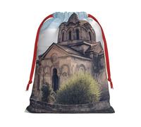 QMNSEHF Christmas Gift Bags Drawstring Santa Bag Soft Plush Goodie Bags with Gift Tags Xmas Treat Bag Armenian Church Wrapping Sacks for Christmas Presents Party Favor Wrap Storage Pouch Large