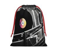 QMNSEHF Christmas Gift Bags Drawstring Santa Bag Soft Plush Goodie Bags with Gift Tags Xmas Treat Bag Vinyl Records Wrapping Sacks for Christmas Presents Party Favor Wrap Storage Pouch Large