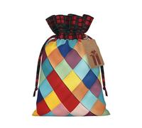 QMNSEHF Christmas Gift Bags Drawstring Santa Bag Xmas Buffalo Burlap Goodie Bags with Gift Tags Treat Bag Colorful Plaid Wrapping Sacks for Christmas Presents Party Favor Wrap Storage Pouch Medium