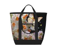 QMNSEHF Insulated Lunch Bag Butterflies Narcissus Flowers Lunch Box for women Men Reusable Leakproof Lunch Cooler Bag for Picnic Work