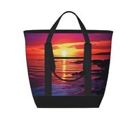 QMNSEHF Insulated Lunch Bag Calm sea sunset Lunch Box for women Men Reusable Leakproof Lunch Cooler Bag for Picnic Work