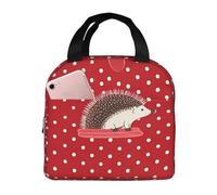 QMNSEHF Insulated Lunch Bag Red polka dot hedgehog Lunch Box for women Men Reusable Leakproof Lunch Cooler Bag for Picnic Work