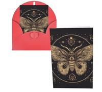QMNSEHF Moth Greeting Card with Envelopes Thank YouCard Happy Birthday Card for Women Men Christmas Halloween Wedding Blank Note Cards All Occasion Greeting Cards 4x6