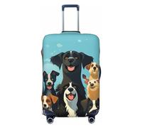 QMNSEHF Travel Luggage Cover Suitcase Protector Elastic Washable A large group of dogs on a blue background Suitcase Cover Anti-scratch Spandex Baggage Covers Fits 18-32 Inch Luggage, Black, S