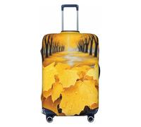 QMNSEHF Travel Luggage Cover Suitcase Protector Elastic Washable Autumn Yellow Leaves Suitcase Cover Anti-scratch Spandex Baggage Covers Fits 18-32 Inch Luggage, Black, M