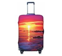 QMNSEHF Travel Luggage Cover Suitcase Protector Elastic Washable Calm sea sunset Suitcase Cover Anti-scratch Spandex Baggage Covers Fits 18-32 Inch Luggage, Black, XL