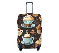 QMNSEHF Travel Luggage Cover Suitcase Protector Elastic Washable Coffee and Sweets Sugar Chocolate Suitcase Cover Anti-scratch Spandex Baggage Covers Fits 18-32 Inch Luggage, Black, XL