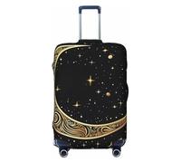 QMNSEHF Travel Luggage Cover Suitcase Protector Elastic Washable Crescent moon pattern on black background Suitcase Cover Anti-scratch Spandex Baggage Covers Fits 18-32 Inch Luggage, Black, XL