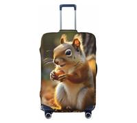 QMNSEHF Travel Luggage Cover Suitcase Protector Elastic Washable Cute Squirrel Eating Nuts Suitcase Cover Anti-scratch Spandex Baggage Covers Fits 18-32 Inch Luggage, Black, S