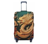 QMNSEHF Travel Luggage Cover Suitcase Protector Elastic Washable Dragon chinese background Suitcase Cover Anti-scratch Spandex Baggage Covers Fits 18-32 Inch Luggage, Black, S