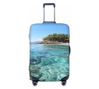 QMNSEHF Travel Luggage Cover Suitcase Protector Elastic Washable Fiji Island and Clear Sea Suitcase Cover Anti-scratch Spandex Baggage Covers Fits 18-32 Inch Luggage, Black, XL