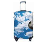 QMNSEHF Travel Luggage Cover Suitcase Protector Elastic Washable Football Blue-sky Suitcase Cover Anti-scratch Spandex Baggage Covers Fits 18-32 Inch Luggage, Black, XL