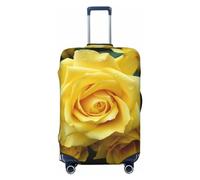 QMNSEHF Travel Luggage Cover Suitcase Protector Elastic Washable Graceful Yellow Rose Flower Suitcase Cover Anti-scratch Spandex Baggage Covers Fits 18-32 Inch Luggage, Black, L