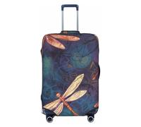 QMNSEHF Travel Luggage Cover Suitcase Protector Elastic Washable Hand painted dragonfly Suitcase Cover Anti-scratch Spandex Baggage Covers Fits 18-32 Inch Luggage, Black, S