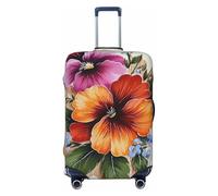 QMNSEHF Travel Luggage Cover Suitcase Protector Elastic Washable Hand painted flower Suitcase Cover Anti-scratch Spandex Baggage Covers Fits 18-32 Inch Luggage, Black, M