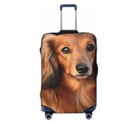 QMNSEHF Travel Luggage Cover Suitcase Protector Elastic Washable Long haired Dachshund Suitcase Cover Anti-scratch Spandex Baggage Covers Fits 18-32 Inch Luggage, Black, L