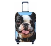 QMNSEHF Travel Luggage Cover Suitcase Protector Elastic Washable Lovely Boston Terrier Suitcase Cover Anti-scratch Spandex Baggage Covers Fits 18-32 Inch Luggage, Black, XL