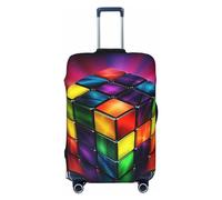QMNSEHF Travel Luggage Cover Suitcase Protector Elastic Washable Magic Cube Puzzle Suitcase Cover Anti-scratch Spandex Baggage Covers Fits 18-32 Inch Luggage, Black, S