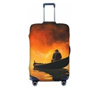 QMNSEHF Travel Luggage Cover Suitcase Protector Elastic Washable Man and boat Suitcase Cover Anti-scratch Spandex Baggage Covers Fits 18-32 Inch Luggage, Black, M