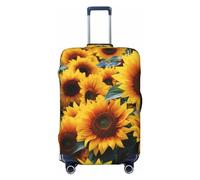 QMNSEHF Travel Luggage Cover Suitcase Protector Elastic Washable Many beautiful sunflowers Suitcase Cover Anti-scratch Spandex Baggage Covers Fits 18-32 Inch Luggage, Black, S