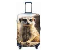 QMNSEHF Travel Luggage Cover Suitcase Protector Elastic Washable Meerkat Animal Suitcase Cover Anti-scratch Spandex Baggage Covers Fits 18-32 Inch Luggage, Black, L