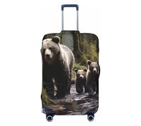 QMNSEHF Travel Luggage Cover Suitcase Protector Elastic Washable Mother bear and her cubs Suitcase Cover Anti-scratch Spandex Baggage Covers Fits 18-32 Inch Luggage, Black, S