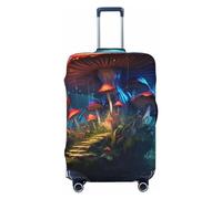QMNSEHF Travel Luggage Cover Suitcase Protector Elastic Washable Mysterious Mushroom Suitcase Cover Anti-scratch Spandex Baggage Covers Fits 18-32 Inch Luggage, Black, M