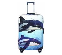 QMNSEHF Travel Luggage Cover Suitcase Protector Elastic Washable Orca Killer Whale Suitcase Cover Anti-scratch Spandex Baggage Covers Fits 18-32 Inch Luggage, Black, M