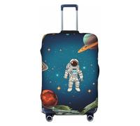 QMNSEHF Travel Luggage Cover Suitcase Protector Elastic Washable Outer Space Rocket Astronaut Suitcase Cover Anti-scratch Spandex Baggage Covers Fits 18-32 Inch Luggage, Black, M