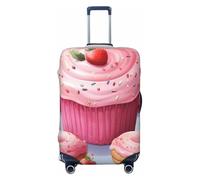 QMNSEHF Travel Luggage Cover Suitcase Protector Elastic Washable Pink Donut and Cupcake Suitcase Cover Anti-scratch Spandex Baggage Covers Fits 18-32 Inch Luggage, Black, L