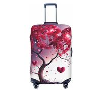 QMNSEHF Travel Luggage Cover Suitcase Protector Elastic Washable Romantic Hearts Leaves Tree Suitcase Cover Anti-scratch Spandex Baggage Covers Fits 18-32 Inch Luggage, Black, S