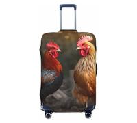 QMNSEHF Travel Luggage Cover Suitcase Protector Elastic Washable Rooster and Chicken Suitcase Cover Anti-scratch Spandex Baggage Covers Fits 18-32 Inch Luggage, Black, S