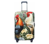 QMNSEHF Travel Luggage Cover Suitcase Protector Elastic Washable Rooster Suitcase Cover Anti-scratch Spandex Baggage Covers Fits 18-32 Inch Luggage, Black, XL