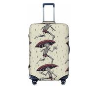 QMNSEHF Travel Luggage Cover Suitcase Protector Elastic Washable Skeleton Dancing with Umbrella Suitcase Cover Anti-scratch Spandex Baggage Covers Fits 18-32 Inch Luggage, Black, S