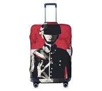 QMNSEHF Travel Luggage Cover Suitcase Protector Elastic Washable Soldier in Front of American Flag Suitcase Cover Anti-scratch Spandex Baggage Covers Fits 18-32 Inch Luggage, Black, XL