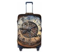 QMNSEHF Travel Luggage Cover Suitcase Protector Elastic Washable Steampunk Clock Suitcase Cover Anti-scratch Spandex Baggage Covers Fits 18-32 Inch Luggage, Black, L