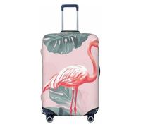 QMNSEHF Travel Luggage Cover Suitcase Protector Elastic Washable Summer Flamingo Palm Leaves Suitcase Cover Anti-scratch Spandex Baggage Covers Fits 18-32 Inch Luggage, Black, S