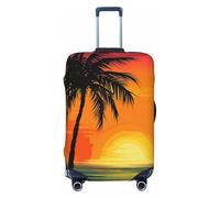 QMNSEHF Travel Luggage Cover Suitcase Protector Elastic Washable Sunset palm tree Suitcase Cover Anti-scratch Spandex Baggage Covers Fits 18-32 Inch Luggage, Black, L