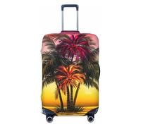 QMNSEHF Travel Luggage Cover Suitcase Protector Elastic Washable Tropical Flower Palm Tree Suitcase Cover Anti-scratch Spandex Baggage Covers Fits 18-32 Inch Luggage, Black, M