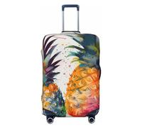 QMNSEHF Travel Luggage Cover Suitcase Protector Elastic Washable Tropical Fruit Watercolor Pineapple Suitcase Cover Anti-scratch Spandex Baggage Covers Fits 18-32 Inch Luggage, Black, XL