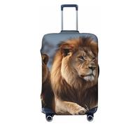 QMNSEHF Travel Luggage Cover Suitcase Protector Elastic Washable Two lions Suitcase Cover Anti-scratch Spandex Baggage Covers Fits 18-32 Inch Luggage, Black, M
