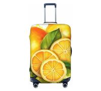 QMNSEHF Travel Luggage Cover Suitcase Protector Elastic Washable Watercolor Lemon Fruit Suitcase Cover Anti-scratch Spandex Baggage Covers Fits 18-32 Inch Luggage, Black, M