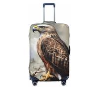 QMNSEHF Travel Luggage Cover Suitcase Protector Elastic Washable Watercolor of Hawk Sitting in The Tree Suitcase Cover Anti-scratch Spandex Baggage Covers Fits 18-32 Inch Luggage, Black, L